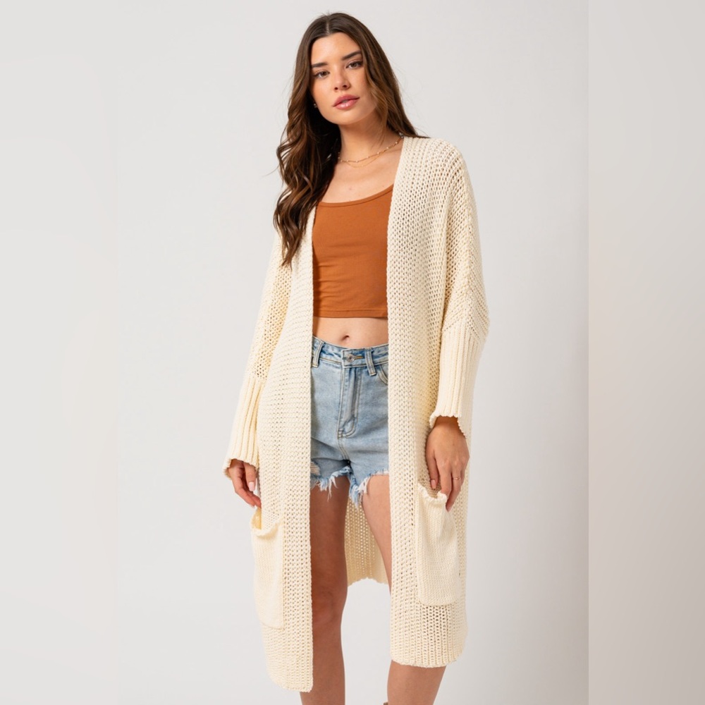 674. Slouchy Sweater Cardigan in Ivory - Picture 4 of 5